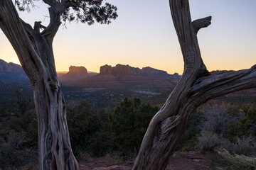 Cathedral Rock at sunrise in Sedona, Arizona. 