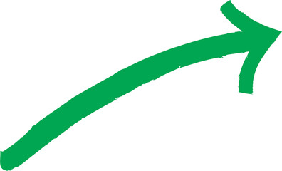 Green brush stroke arrow pointing upwards and to the right