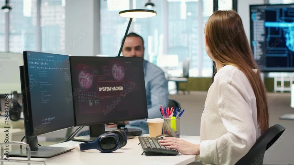 Poster young inexperienced developer in office requests help from team to fix hacking attempt on corporate 