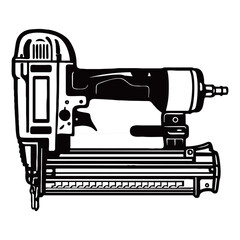 Silhouette image of a Nail Gun on a white background