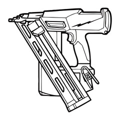 Silhouette image of a Nail Gun on a white background