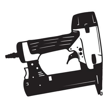 Silhouette image of a Nail Gun on a white background