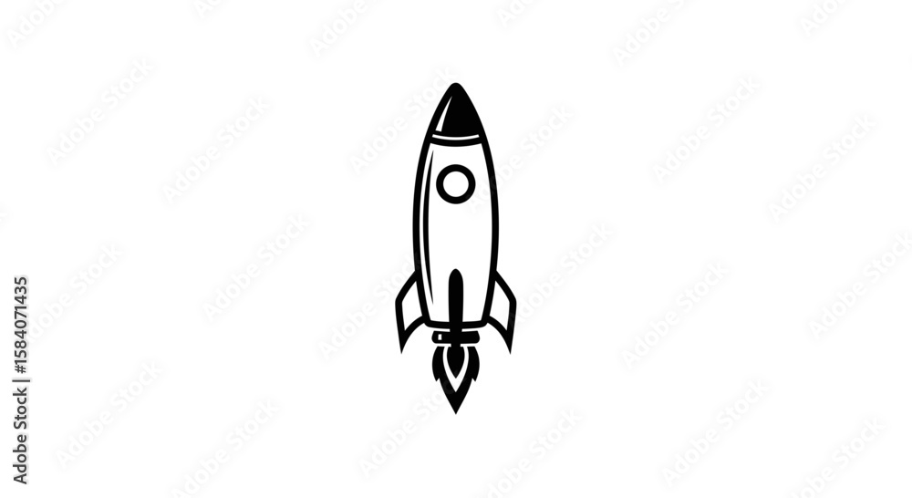 Poster vector rocket ship vector icon illustration for space exploration and startup business concept with 