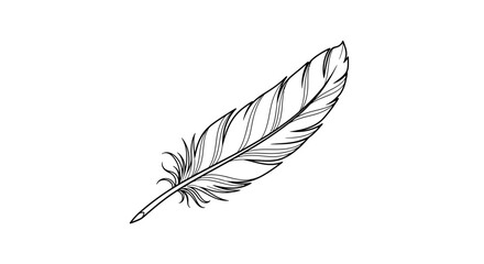 Obraz premium Vector drawing of a feather quill pen for writing and art projects detailed line art illustration design vector