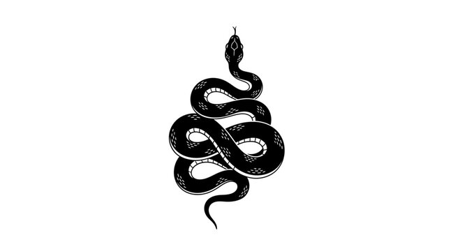 Vector black snake illustration vector drawing tattoo design serpent viper reptile cobra python anaconda mamba 100 char