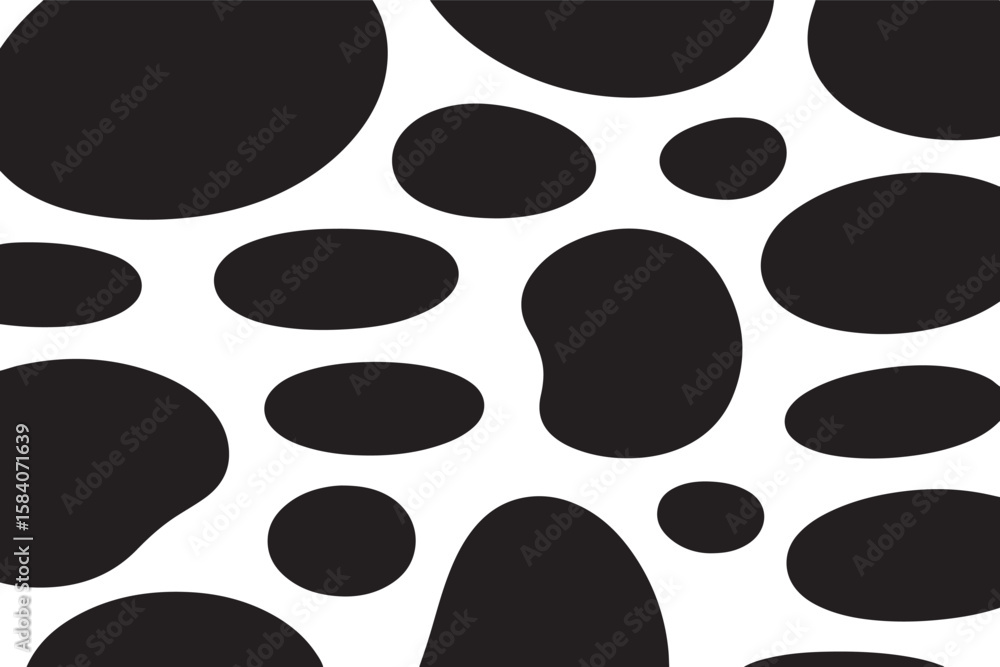 Poster abstract pattern of irregular black organic shapes on a white background isolated on transparent bac