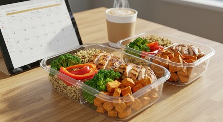 Healthy Meal Prep with Grilled Chicken, Quinoa, and Vegetables Ready for a Balanced and Nutritious Lunch