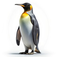 Obraz premium A 3D emperor penguin with glasses stands on a white background, capturing the essence of this cute, polar bird