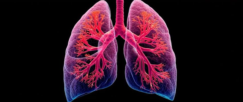 Anamorphic video 3D animation of a lungs with alpha channel 