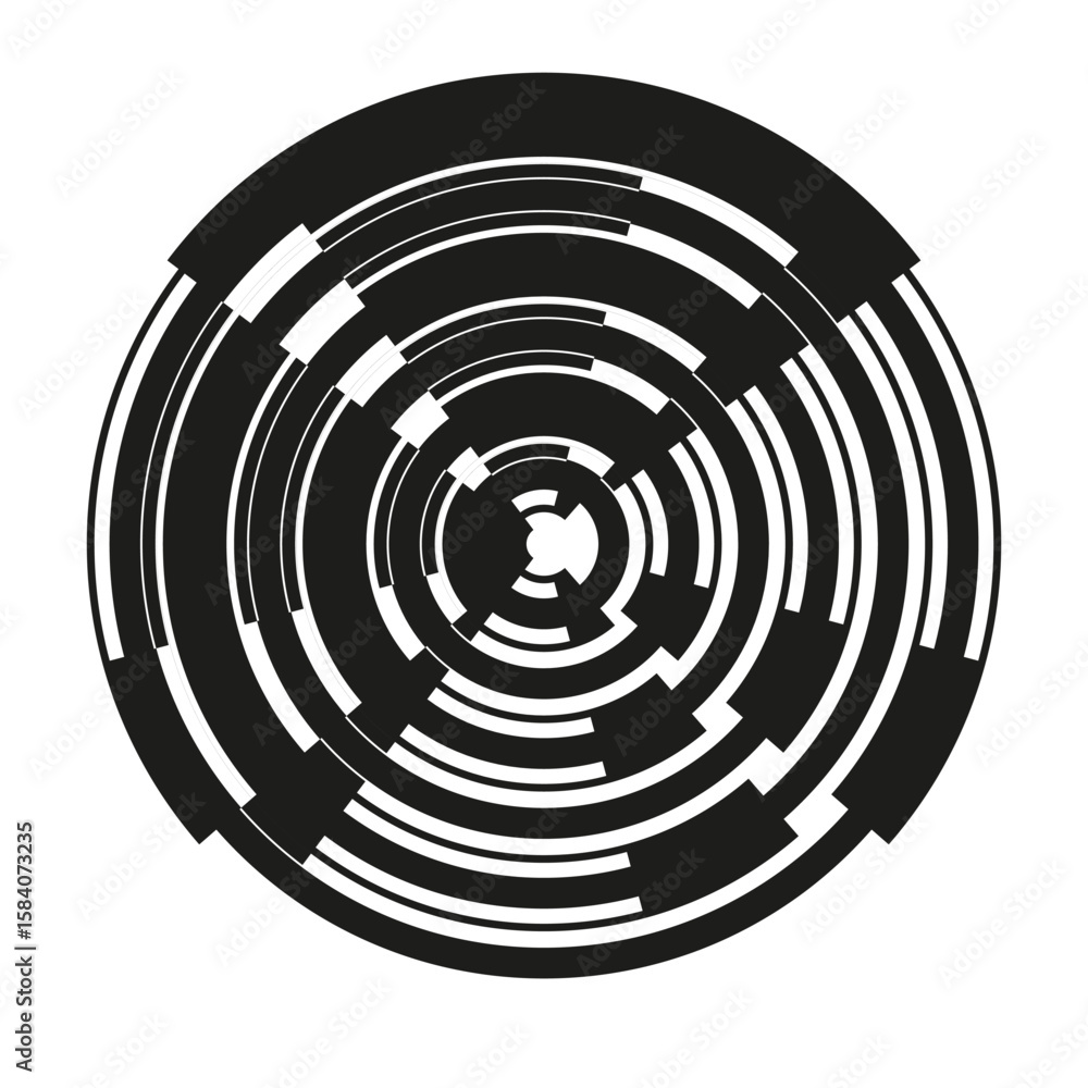 Aufkleber abstract circle pattern. concentric line shapes. monochrome vector background. optical illusion grap