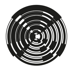 Abstract circle pattern. Concentric line shapes. Monochrome Vector background. Optical illusion graphic