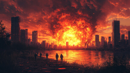 sunset over the city