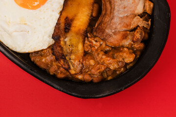 Paisa tray the most representative dish of Colombia and the emblem of Antioquia gastronomy