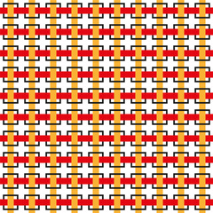 Geometric square pattern. Red yellow elements. Abstract Vector background. Repeating tile graphic.
