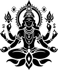 silhouette vector illustration sketch design icon logo symbol god khrisna in hindu religion teachings ethnic classic vintage traditional