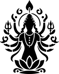 silhouette vector illustration sketch design icon logo symbol god khrisna in hindu religion teachings ethnic classic vintage traditional 