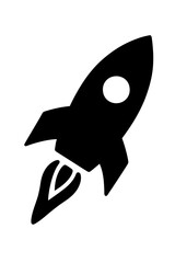 Fototapeta premium Black Rocket with White Window Silhouette