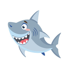 Fototapeta premium Playful Cartoon Shark with a Big Smile