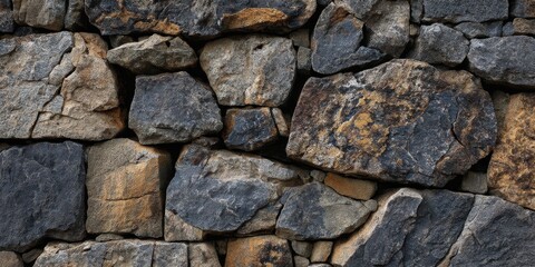 Obraz premium Rustic Stone Wall A Close-Up View of Natural Textures and Organic Color Variations