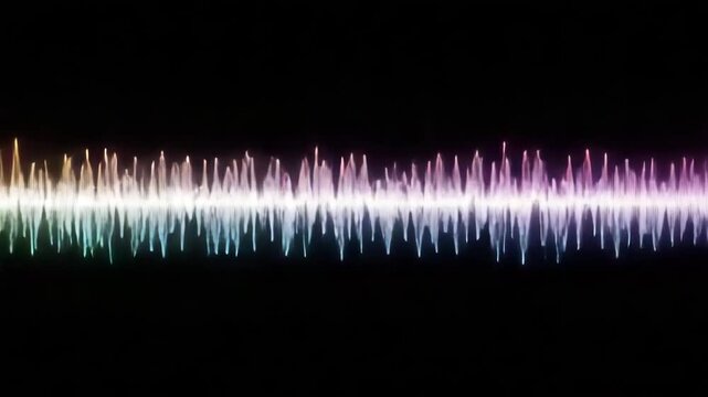 Colorful Audio Waveform Flowing Left to Right on Black - Neon Beat Animation 4K