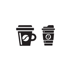 Two coffee cups, one traditional and one disposable, perfect for a cafe or coffee shop image.Simple, black and white vector illustration of two coffee cups.