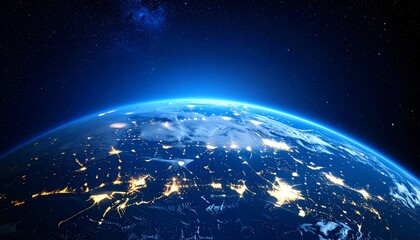 Obraz premium Stunning view of a blue and white planet with a bright star shining in the background