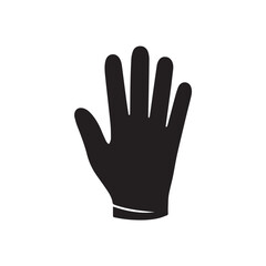 Fototapeta premium A black and white illustration of a single glove on a hand, isolated on a white background, signifying protection or safety