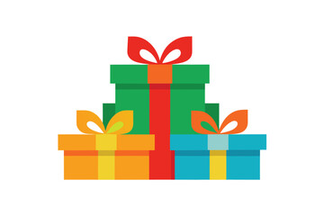 Obraz premium Wrapped Gift Boxes Stacked Together Decorative Bow