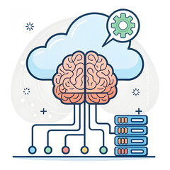 AI Brain Cloud Computing Network Illustration