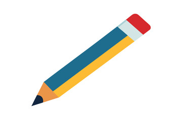 Pencil With Eraser Tip On White Bg And Shadow
