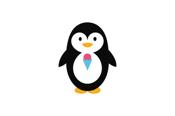 Obraz premium Penguin With Ice Cream Cone Smiling Clean Vector