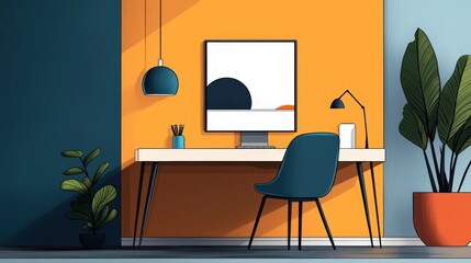 Modern Home Office Design Featuring Bright Colors and Minimalist Furniture
