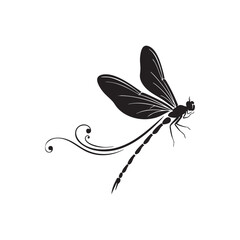 Abstract Dragonfly in Flight – Oversized Wings and Flowing Summer Wind Silhouette Design