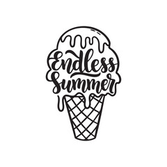 “Endless Summer” Ice Cream Cone Phrase – Hand-Lettered Drip Style Bold Typography Art