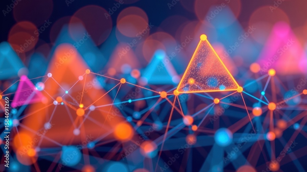 Poster digital geometric shapes used in infographics create vibrant visual experience, showcasing connectio