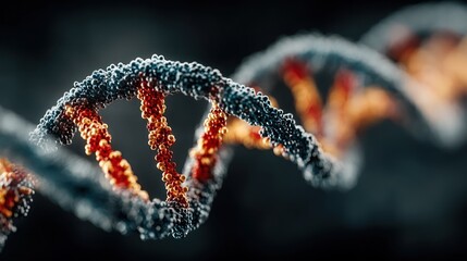 Microscopic View of DNA Double Helix Structure: A 3D Rendered Image