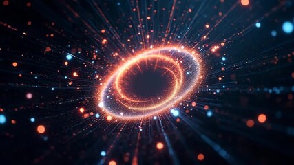 Digital vortex with glowing particles and abstract light trails - Powered by Adobe