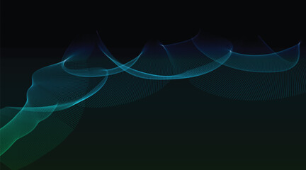 Flowing blue and green light waves abstract background