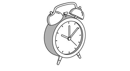 Isometric Alarm Clock Illustration with Bells and Hour Markers