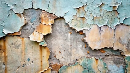 Fototapeta premium A Textured Wall with Cracked and Peeling Paint, Revealing Layers of Aged Surface and Underlying Material