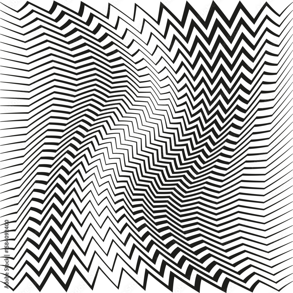 Poster abstract zigzag pattern. wavy line texture. dynamic motion background. vector optical illustration.