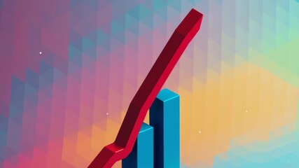 Vibrant infographic featuring 3D graph with blue bars and bold red line, showcasing growth and data trends through effective analysis and statistics - Powered by Adobe