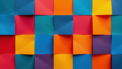Colorful squares create vibrant geometric pattern used in infographics, showcasing blend of hues that captivate viewer attention