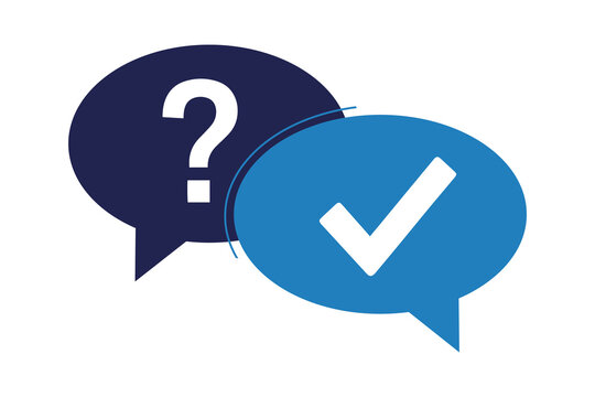 Question and Answer Icon &ndash; Q&A Vector Symbols with Check Mark and Speech Bubbles