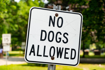 View of no dogs allowed sign.