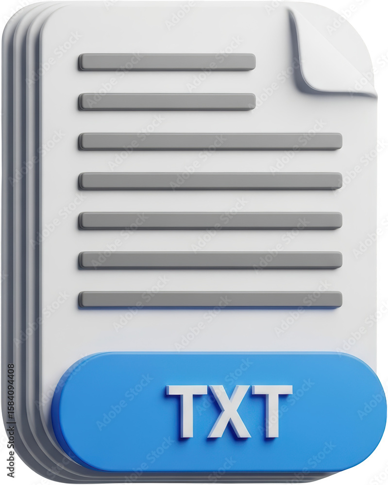 Fototapete three dimensional icon representing a text document with the file extension txt clearly displayed on