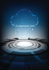 Cyber security log with circuit board cloud storage for vector technology background