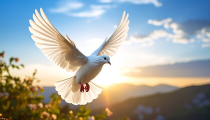 International Day of Peace One White Dove freedom flying