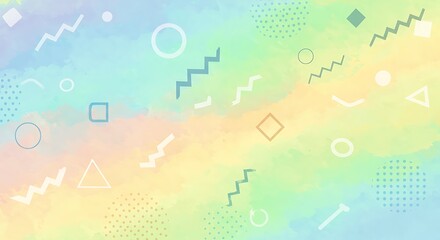 Pastel Watercolor Background with Geometric Shapes Perfect for Modern and Creative Designs Adding a Touch of Playfulness
