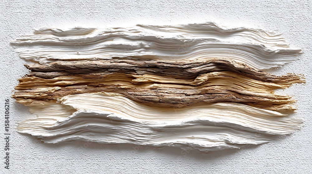 Aufkleber a clean canvas background with abstract acrylic smear lines in white and beige, natural brushstroke 